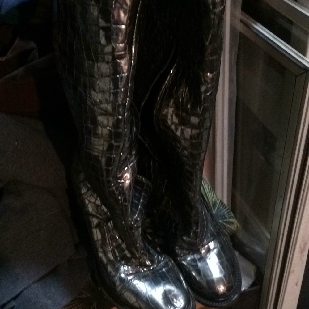 Ugg collection leather silver long boots